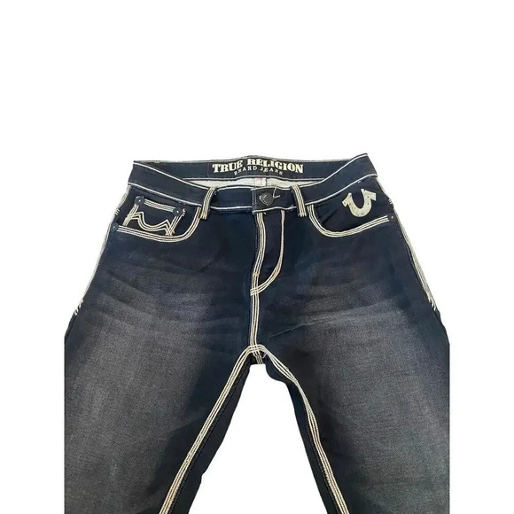 True Religion mens Black Joey Super T Straight Leg Denim Jeans Size 34 - Picture 3 of 8